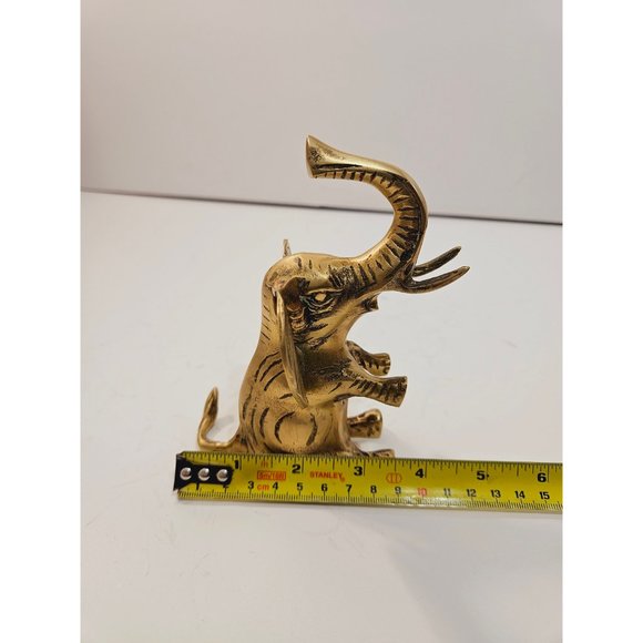 vintage Solid Brass Elephant with Trunk Up heavy - Picture 9 of 10